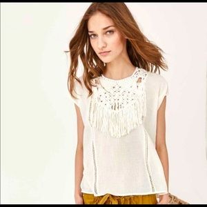 Ulla Johnson Ivory Natural macramé top size 4